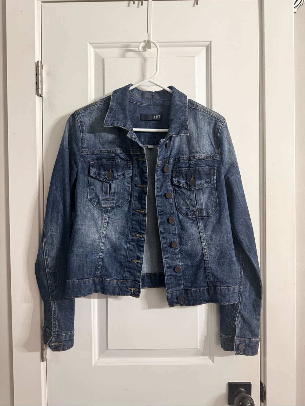 KUT From the Kloth Amelia Denim Jacket Medium Stretch Blue - Picture 2 of 11